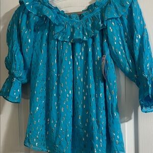 Lilly Pulitzer Turquoise Top with Gold Details